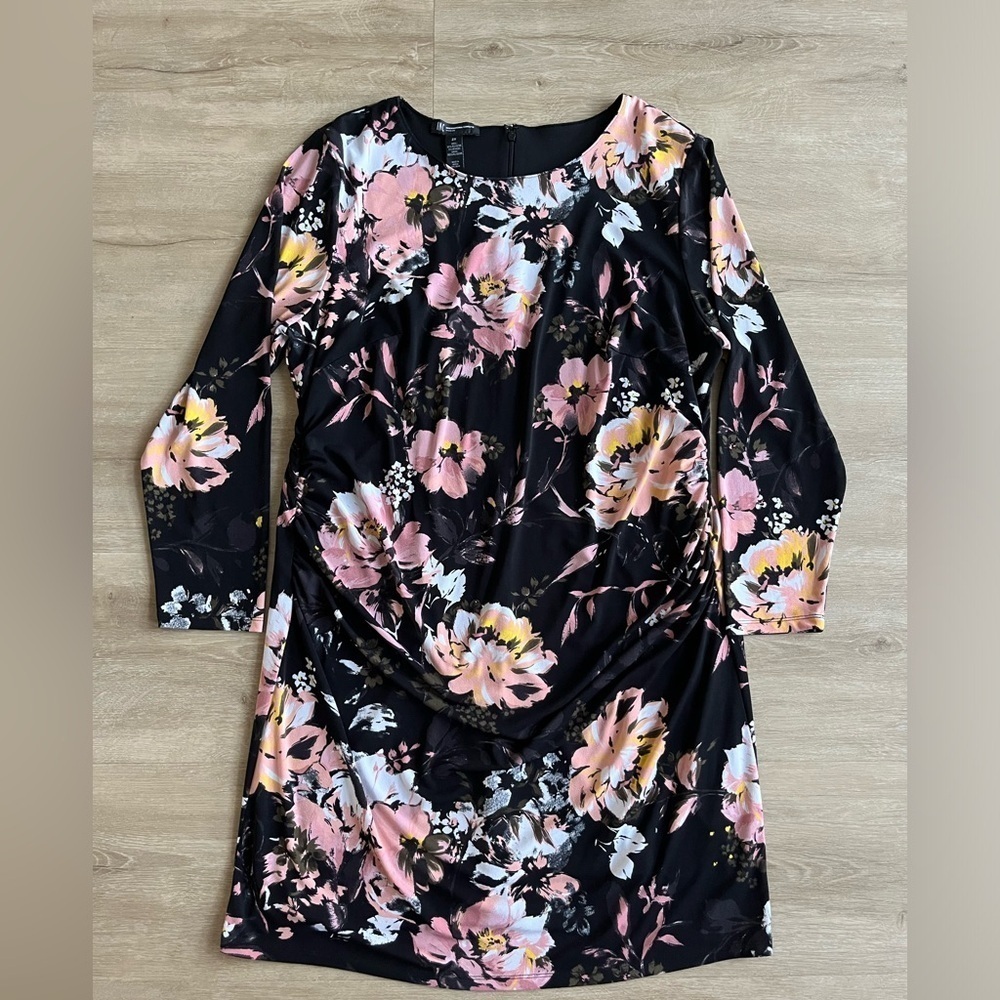 INC International Concepts Peony Garden Floral Bodycon Dress Black Size 2X